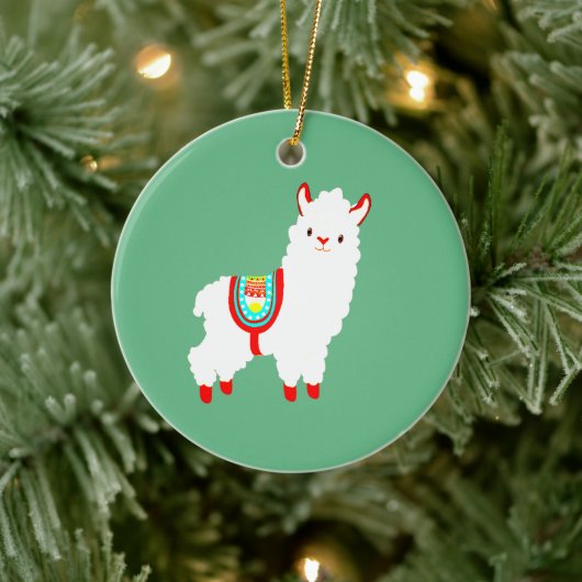 Décoration En Céramique FaLaLa Llama avec année personnalisée (Arbre)