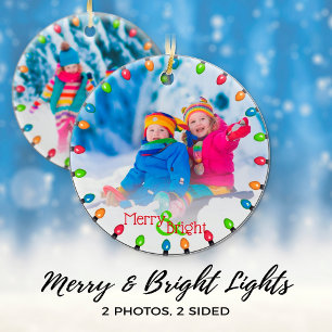 Décoration En Céramique Famille 2 Photo Chaîne de lumières de Noël Moderne