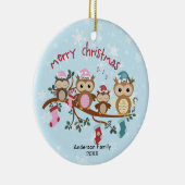Décoration En Céramique Famille de 4 Owl Noël (Droite)