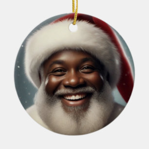 Décoration En Céramique Famille de Père Noël noir souriant Personnaliser