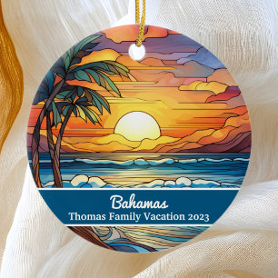 Décoration En Céramique Famille Personnalisée Bahamas Vacances Faux Verre