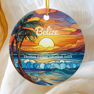 Décoration En Céramique Famille Personnalisée Belize Vacances Faux Verre T