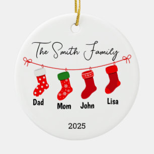 Décoration En Céramique Famille personnalisée de quatre ornement, cadeau f