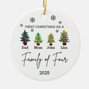 Décoration En Céramique Famille personnalisée de quatre ornement, cadeau f