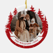 Décoration En Céramique Famille Photo Pine Tree Noël (Dos)