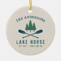 Family Lake House Modern Rustic Boat Oar Pine Tree
