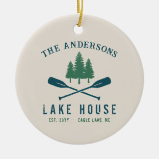 Décoration En Céramique Family Lake House Modern Rustic Boat Oar Pine Tree