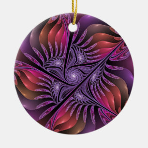 Décoration En Céramique Fantaisie Abstraite Trippy Violette Fractale Color