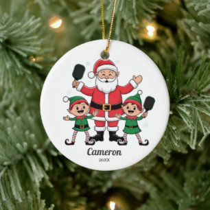 Décoration En Céramique Fantastique Pickleball Noël Père Noël, Elfes, Phot