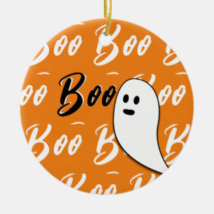 Décoration En Céramique Fantôme Halloween noir blanc orange boo