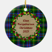 Décoration En Céramique Farquharson Clan Badge & Tartan Personnalisé Noël (Dos)