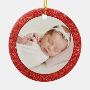 Décoration En Céramique Faux Red Parties scintillant Baby First Christmas 