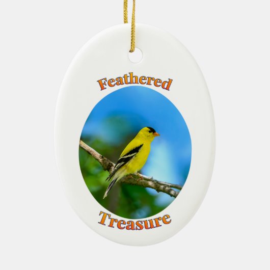 Décoration En Céramique Feathered Treasure - American Goldfinch Ornament (Dos)