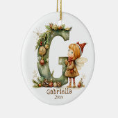 Décoration En Céramique Fée de Noël mignonne initiale 'G' Custom Keepsaké (Droite)