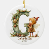 Décoration En Céramique Fée de Noël mignonne initiale 'G' Custom Keepsaké (Dos)