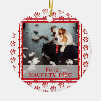 Décoration En Céramique Feliz Naughty Dog Red Empreinte de patte Photo