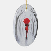 Décoration En Céramique Femme avec parapluie rouge (Droite)