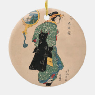 Décoration En Céramique Femme de kimono japonais antique Ukiyo-e gravure s
