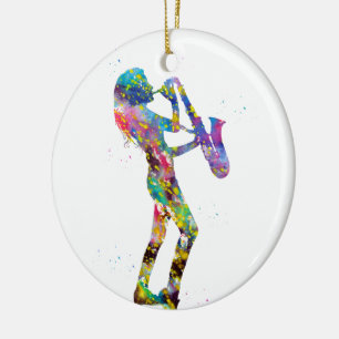 Décoration En Céramique Femme jouant du saxophone