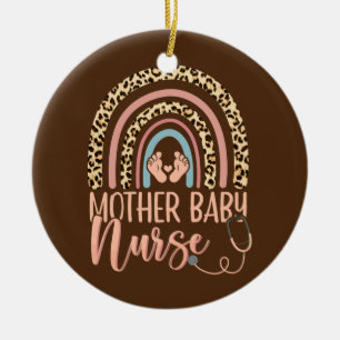 Décoration En Céramique Femme Mère Bébé Infirmière Léopard Arc-en-cie