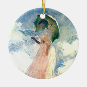 Décoration En Céramique Femme Monet avec un parasol face à gauche