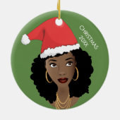 Décoration En Céramique Femme noire, Chapeau rouge, Année en cours, Vert (Dos)