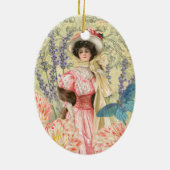 Décoration En Céramique Femme victorienne florale rose Régence (Dos)