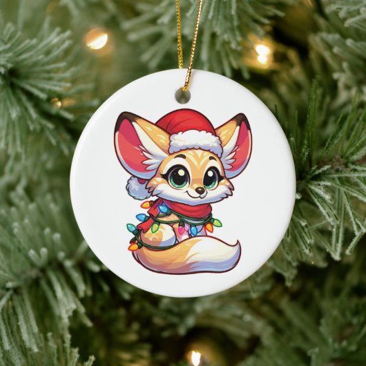 Décoration En Céramique Fennec Joyeux Noël Animaux d'hiver mignons Fennecs (Arbre)
