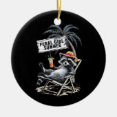 Décoration En Céramique Feral Girl Summer Beach Funny Raccoon (Devant)