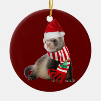 Décoration En Céramique Ferret avec Casquette Scaft Noël