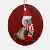 Décoration En Céramique Ferret avec Casquette Scaft Noël (Gauche)