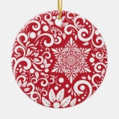 Décoration En Céramique Festif de Noël Rouge personnalisé (Devant)