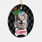 Décoration En Céramique Festif gris Plaid Holly baies feuilles (Droite)