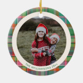 Décoration En Céramique Festif Retro Noël Plaid Cute Preppy Photo (Dos)