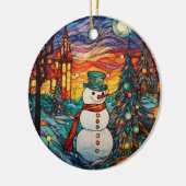 Décoration En Céramique Festif Snowman en verre tendu Noël (Gauche)