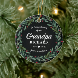 Décoration En Céramique Festif Vacances Wreath Grandpa Memorial Photo Reto