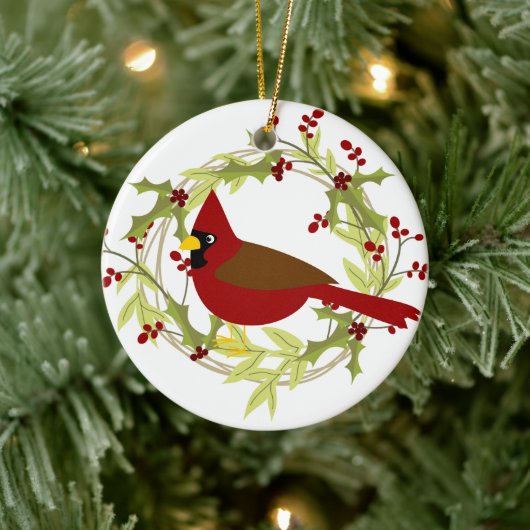 Décoration En Céramique Festive Country cardinal ajouter un message (Arbre)