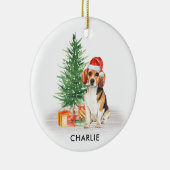 Décoration En Céramique Festive de chien beagle Père Noël Noël personnalis (Droite)
