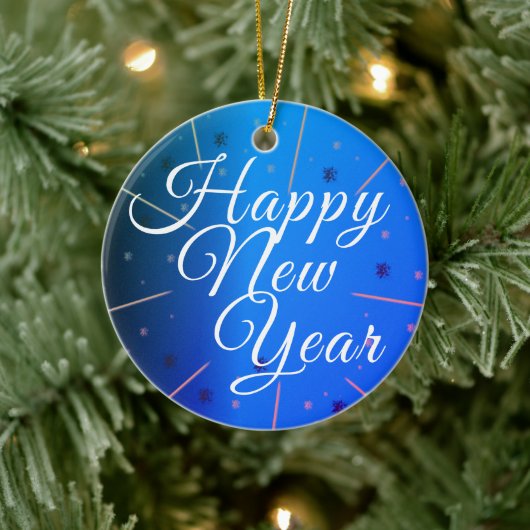 Décoration En Céramique Festive Joyeux Nouvel An bleu (Arbre)