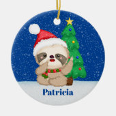 Décoration En Céramique Festive Noël paresseux ajouter un message de nom (Devant)