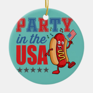 Décoration En Céramique Fête aux États-Unis Amoureux Hot Dog USA Drôle 4 j