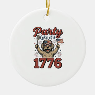 Décoration En Céramique Fête de chien patriotique comme c'est 1776 Chemise