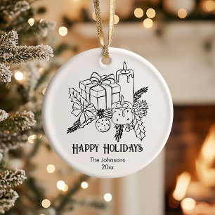 Décoration En Céramique Fête de Noël à main lunaire dessinée