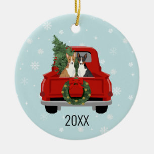 Décoration En Céramique Fête de Noël des chiens de Basenji