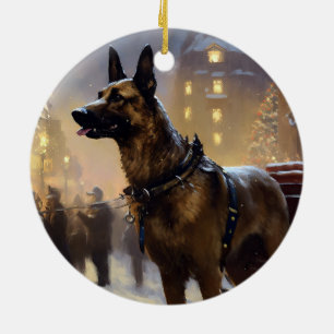 Décoration En Céramique Fête de Noël Malinois Belge