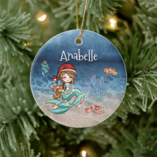 Décoration En Céramique Fête de Noël personnalisée de Sirène