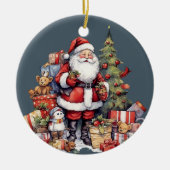 Décoration En Céramique fête Noël aquarelle Père Noël ajouter du texte (Devant)