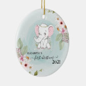 Décoration En Céramique Fête Noël Baby Elephant Fleurs (Droite)