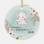 Décoration En Céramique Fête Noël Baby Elephant Fleurs (Devant)