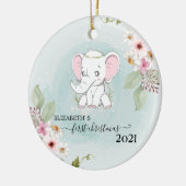 Décoration En Céramique Fête Noël Baby Elephant Fleurs (Gauche)